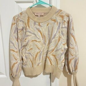 Philosophy Cream and Tan Patterned Women's Sweater